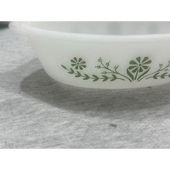 Pyrex Horizon Oval Glass Casserole Baking Dish Handles Green Daisy Design - Picture 2 of 9